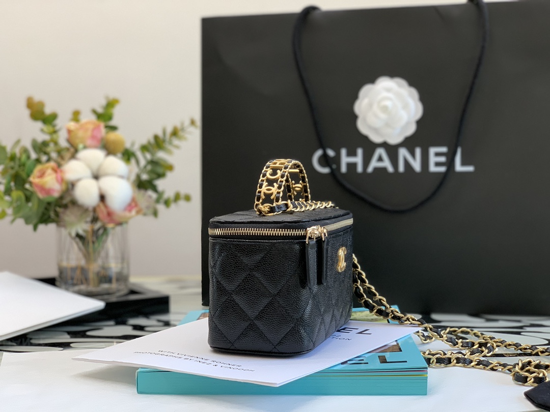 Ch@nel Cosmetic Bag-Caviar-18CM