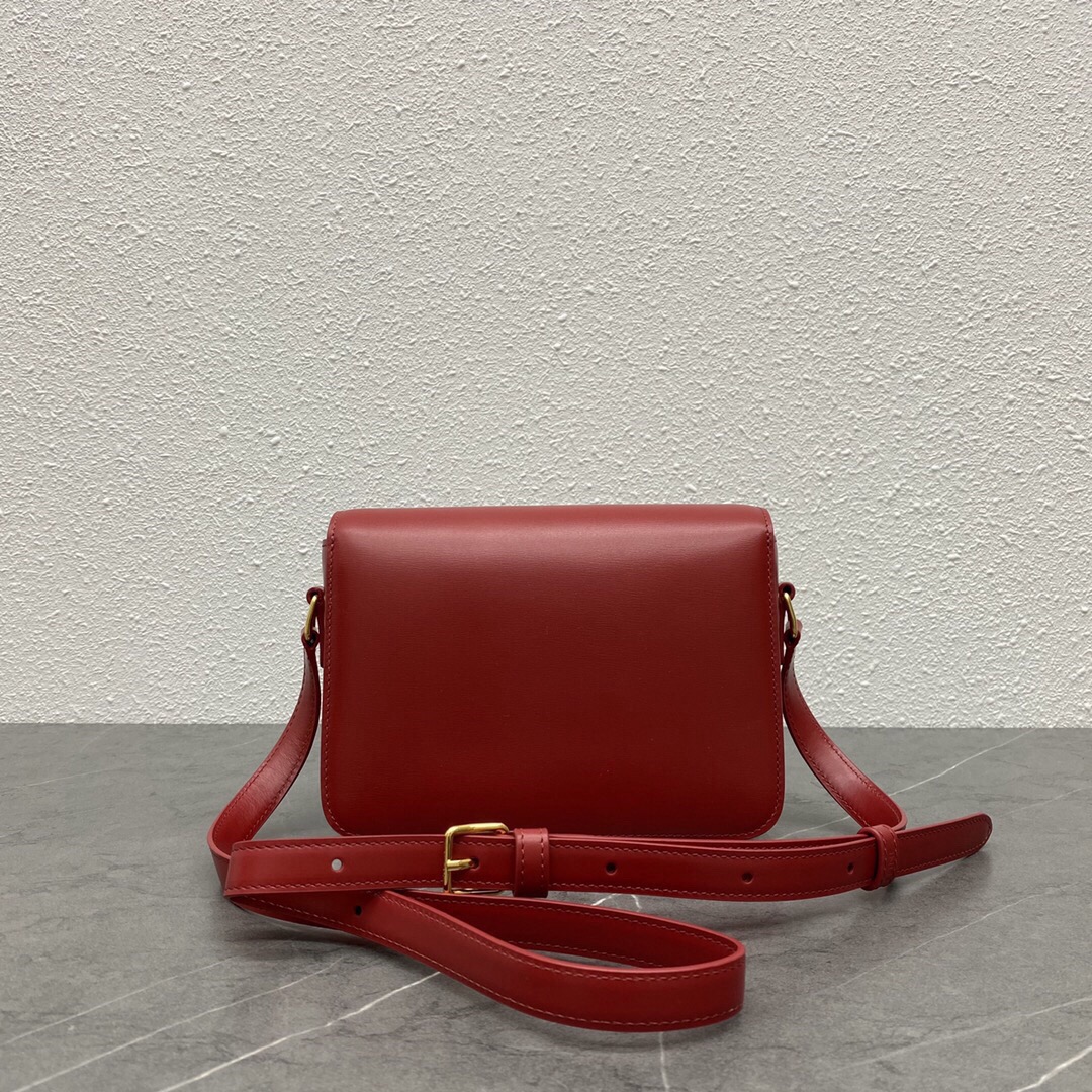 Célin*e Triomphe Logo Hardware Leather Mini Shoulder Bag-17x14x6CM