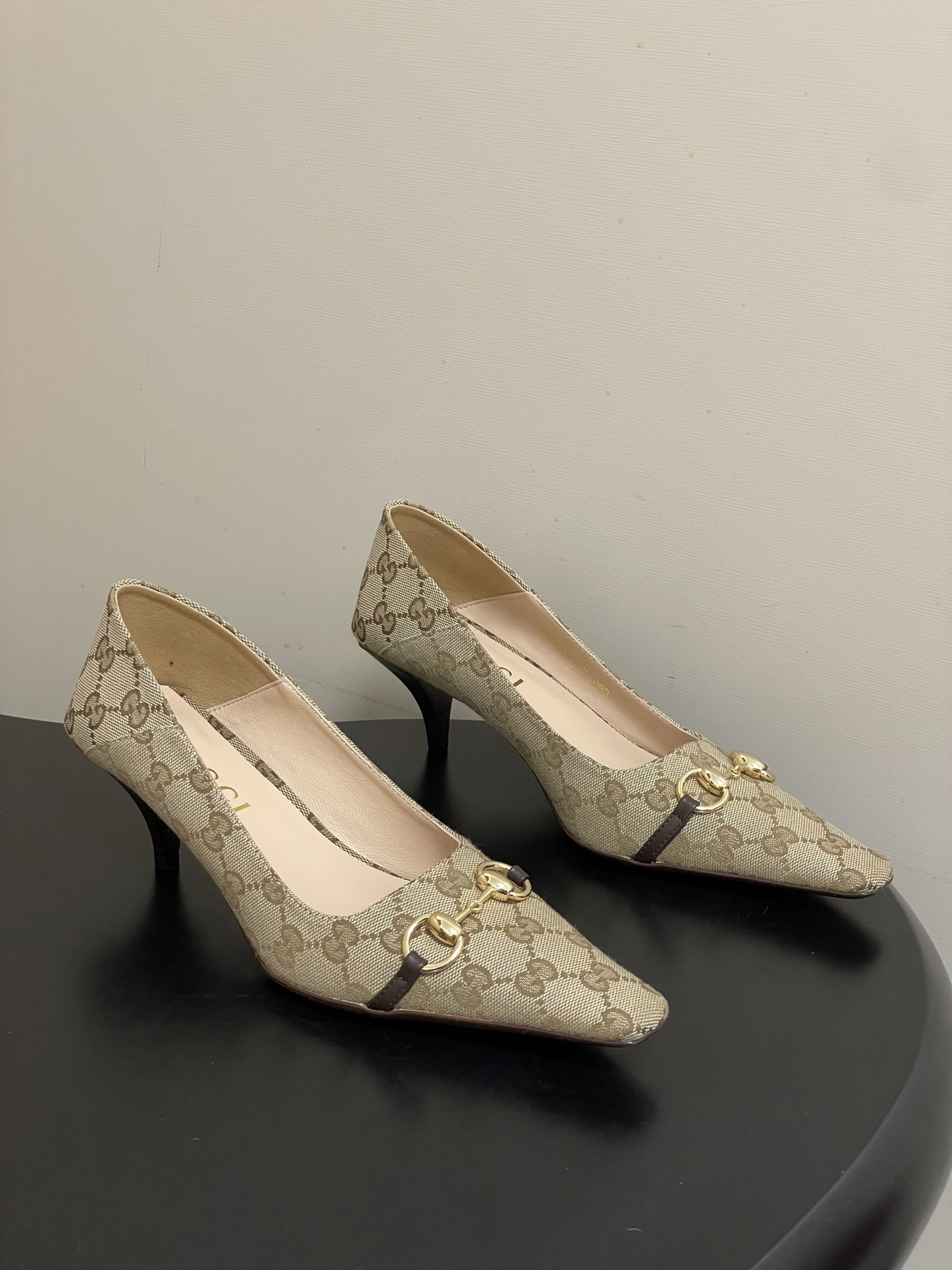 Gv*c* Women's Vittoria Pump In Sand And Brown GG Canvas-5.5CM
