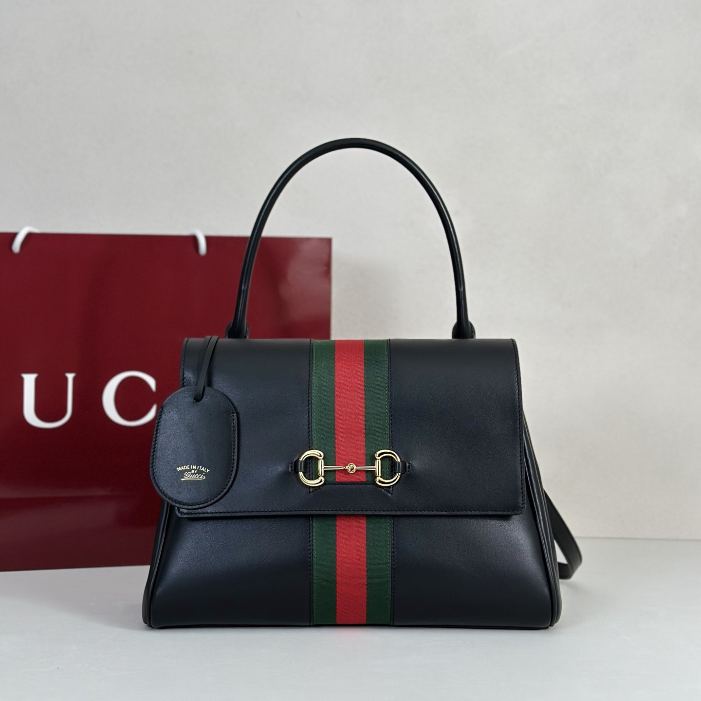Gv*c* Paparazzo Medium Top Handle Bag In Black Leather-32*24*17CM