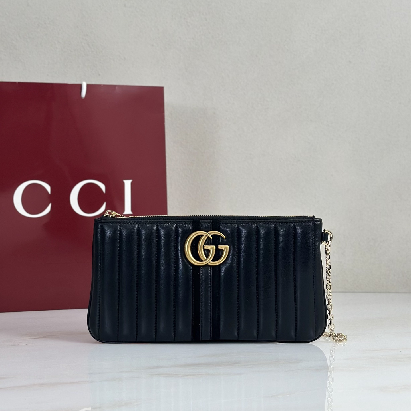 Gv*c* GG Marmont Pouch With Strap-26*13*1.5CM