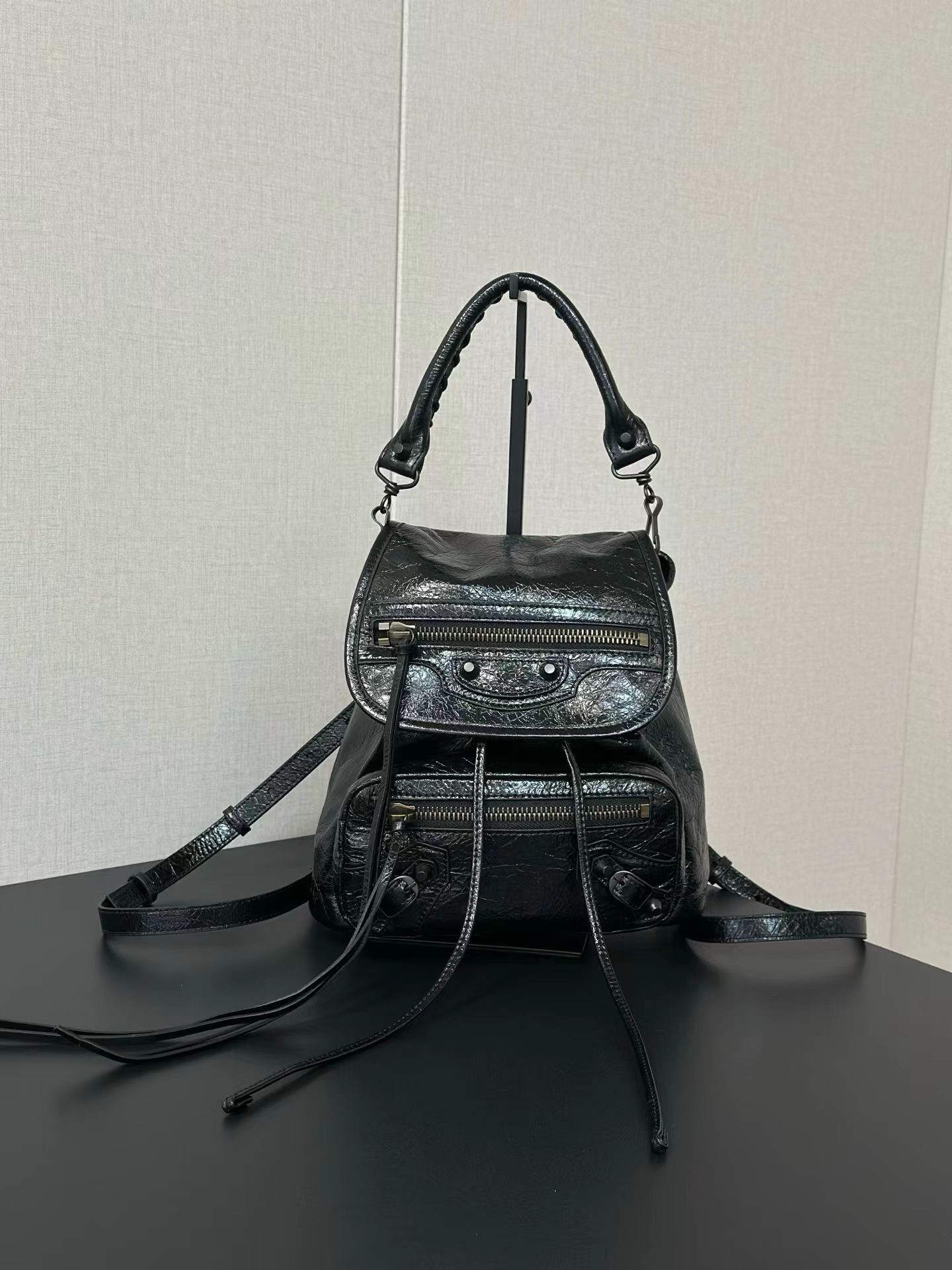 Balen*ciaga Le City Backpack Mini - Black-23.5*11*25CM