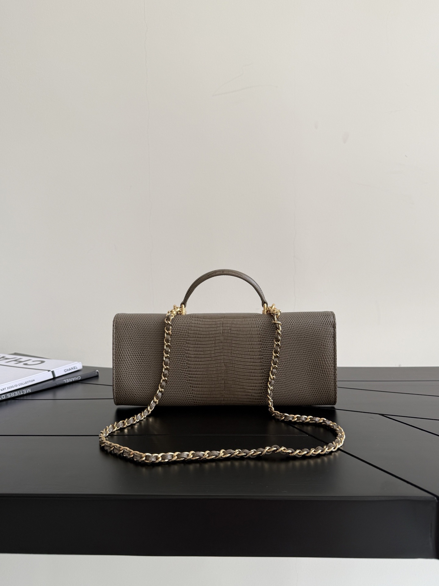 Ch@nel Calfskin Lizard Embossed Top Handle-25×10×3CM