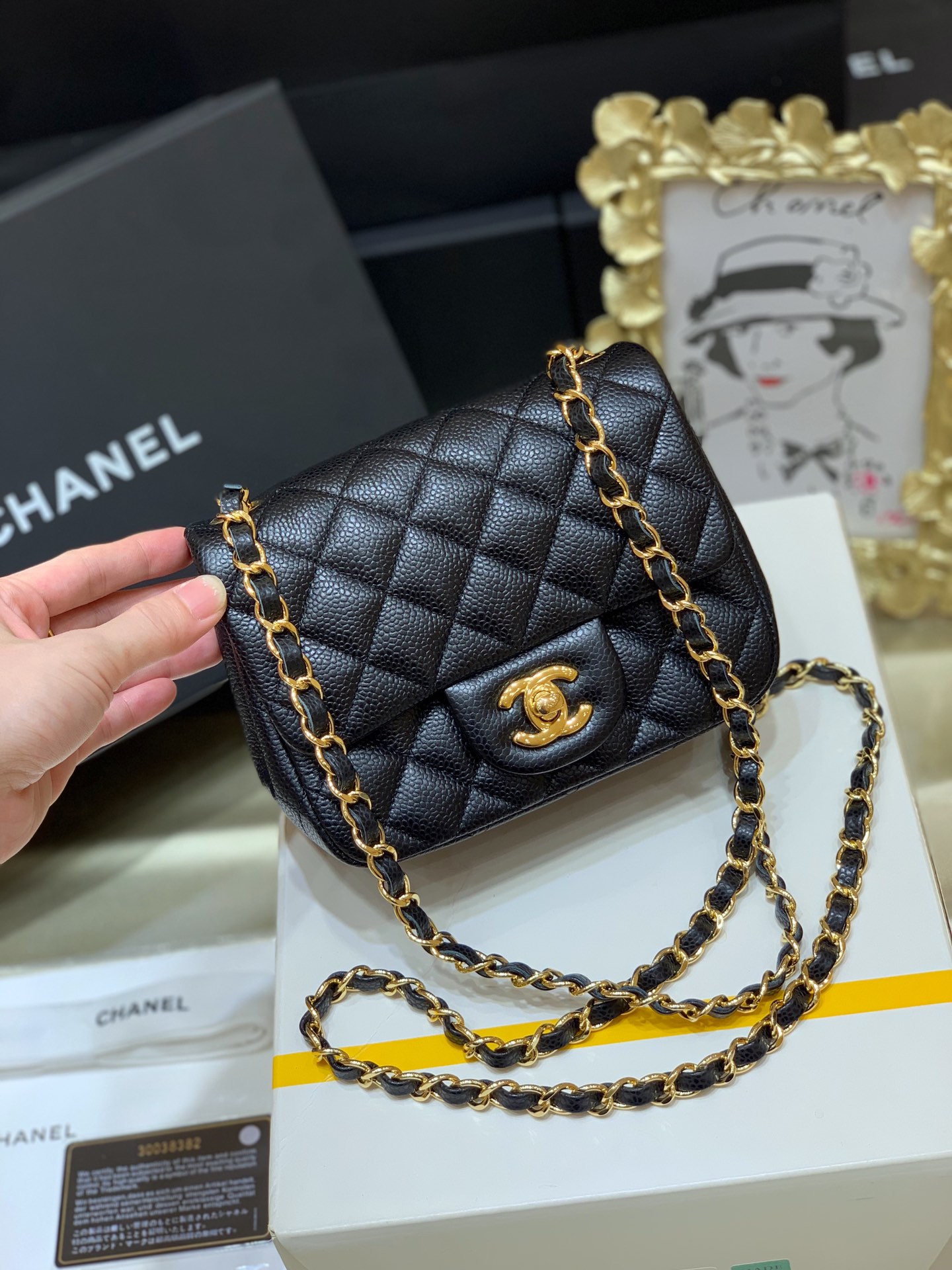 Ch@nel Flap Bag-Caviar-17CM