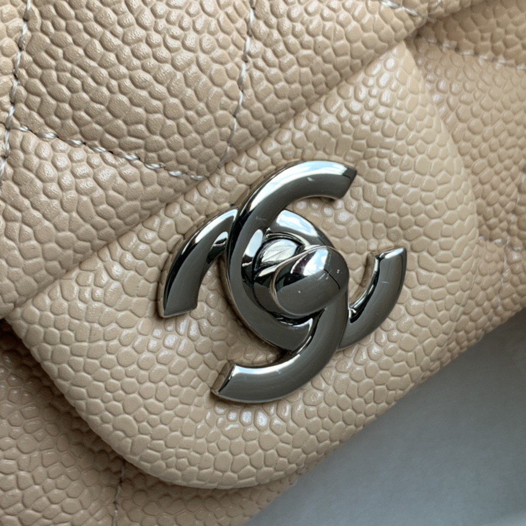 Ch@nel Flap Bag-Caviar-Silver Hardware-17CM