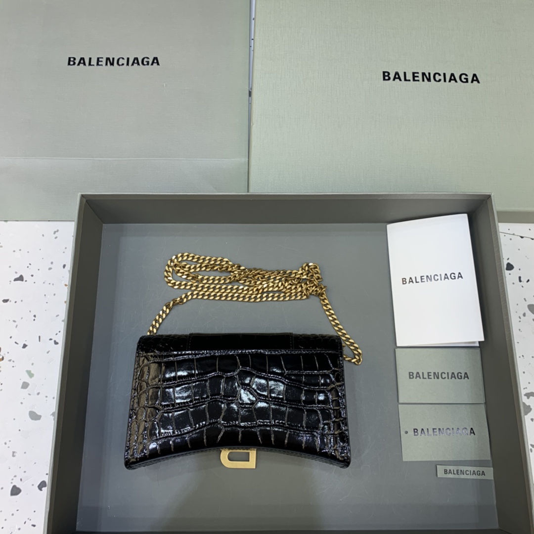 Ba*len*cia*ga hourglass wallet on chain-19*4*12cm