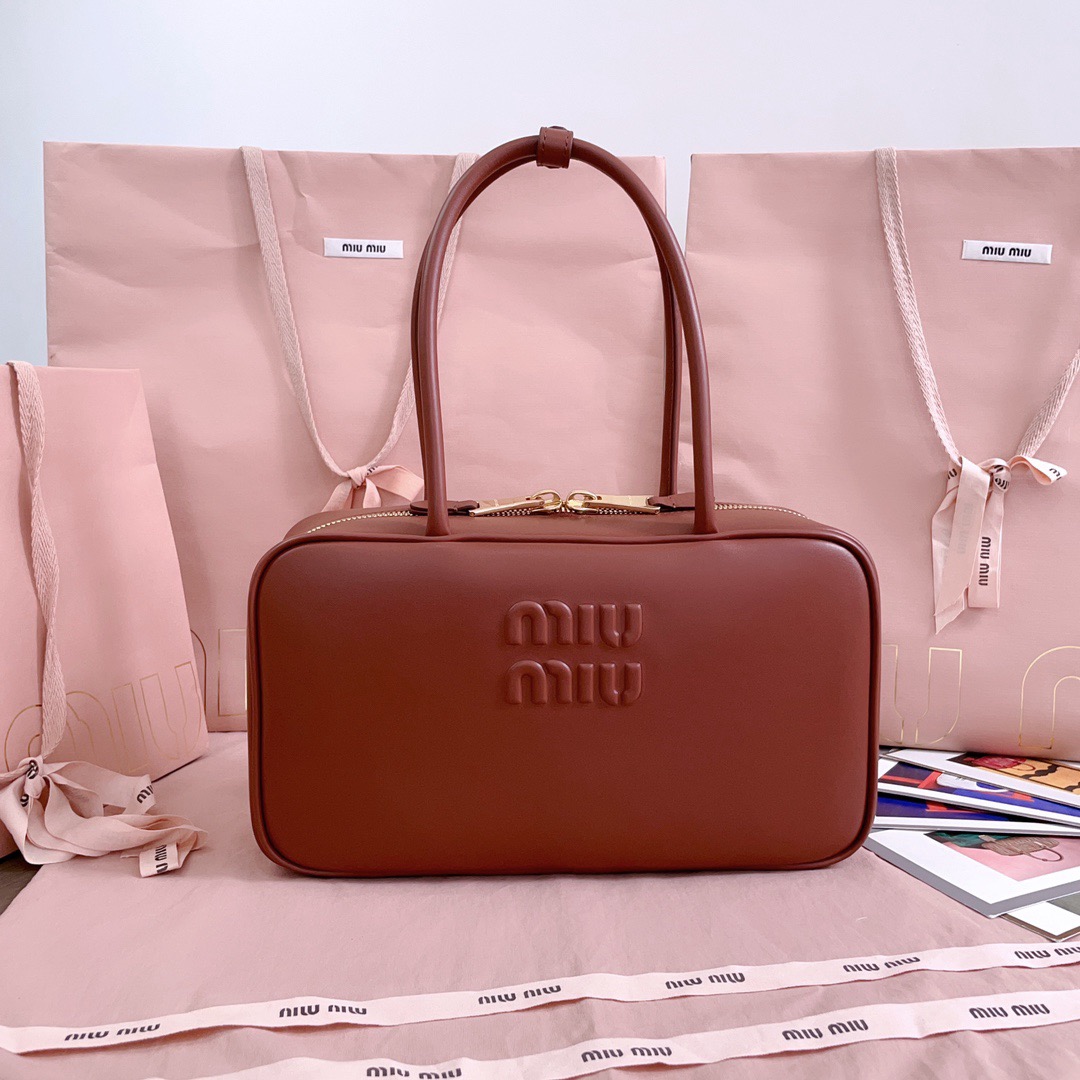 M1um1u leather top handbag-29x17x9cm