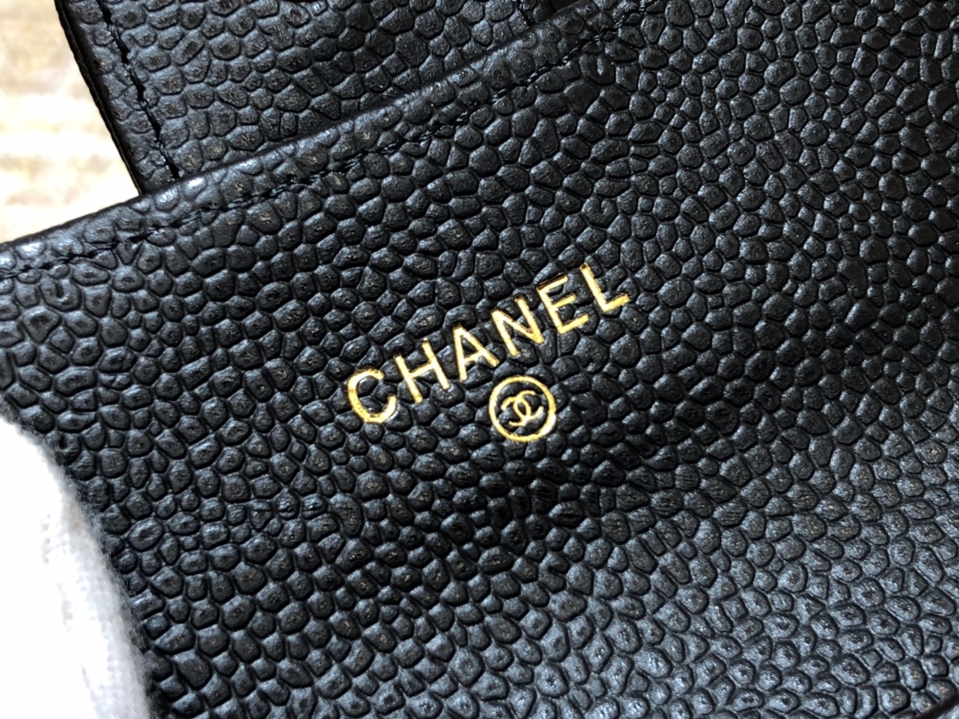 Ch@nel Wallet-Gold Harware-Caviar-11*10CM