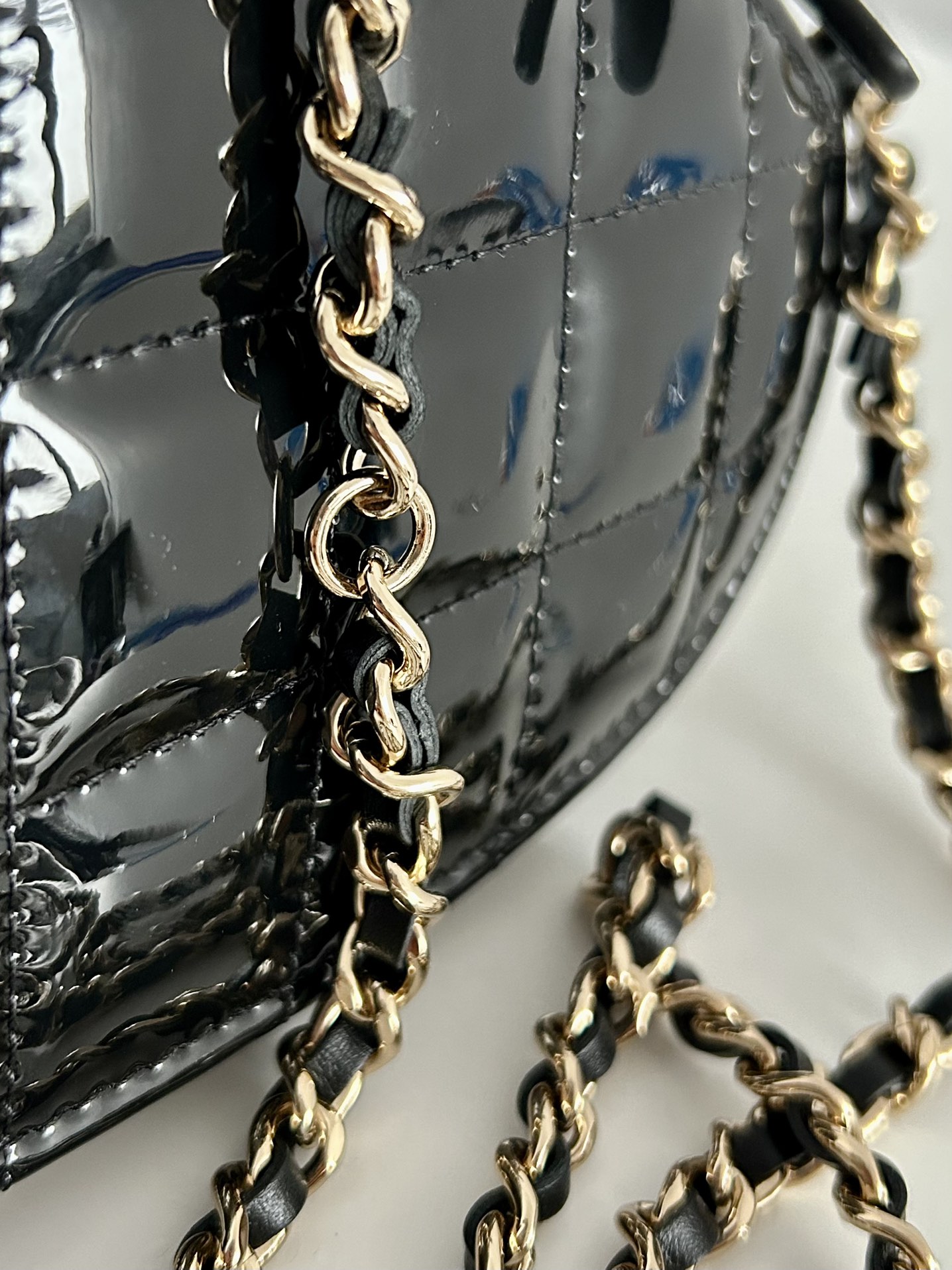 Ch@nel Love Patent Leather Twin Bag-13.3*15*2CM