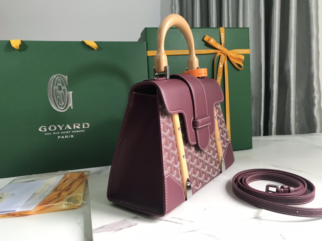 Go*ard coated canvas and leather saigon top handle bag-28×20×12cm