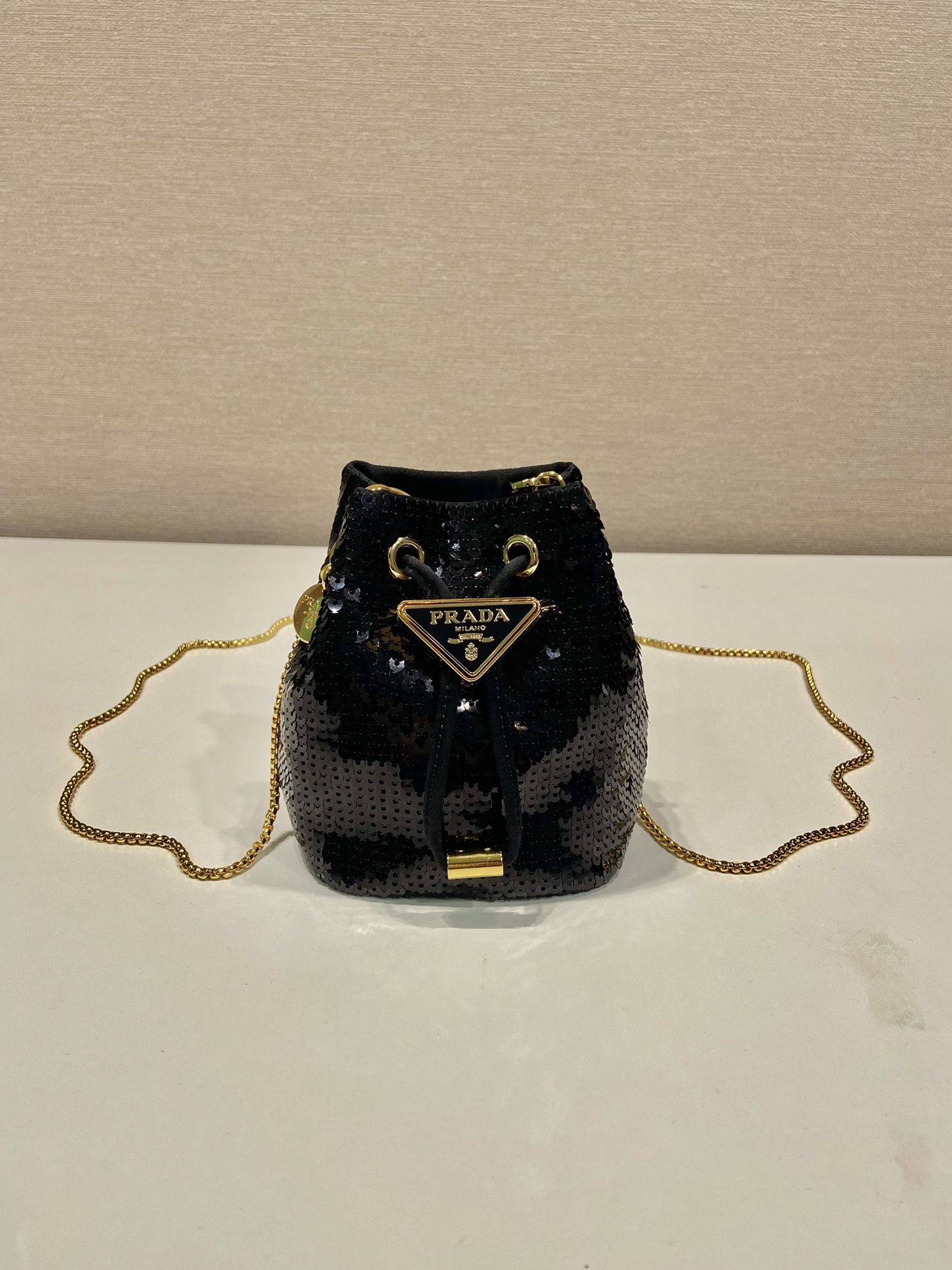 Pra*a sequin bucket 1nr016 bag-10*12*7cm