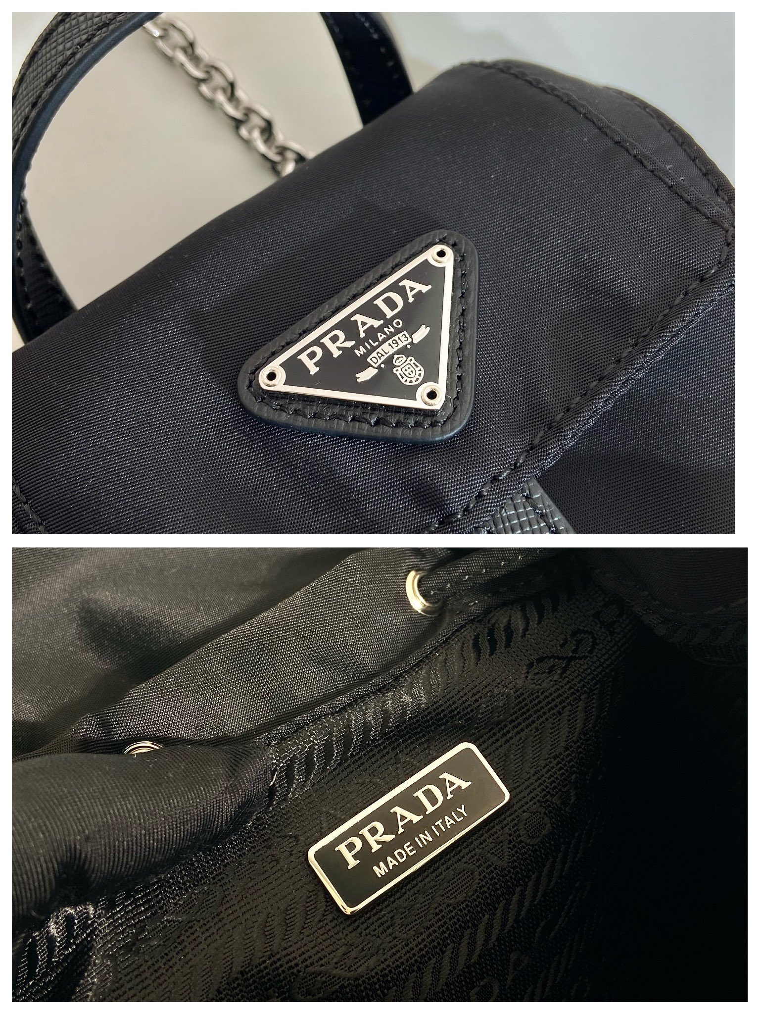 Pra*a re-nylon 1bh029 backpack-17*18.5*8cm