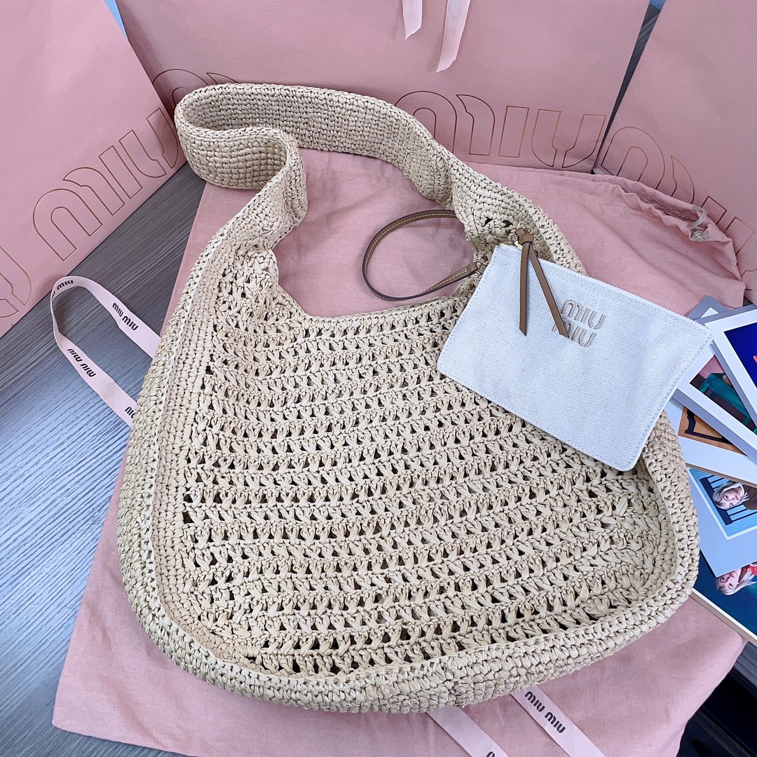 M*um*u raffia tote bag-44x 31.5 x8cm