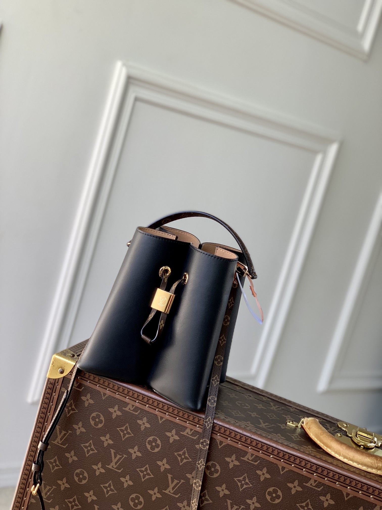 l0vis Vvtt0n bloom pm black calf bag-m13843-16 x 21 x 21cm