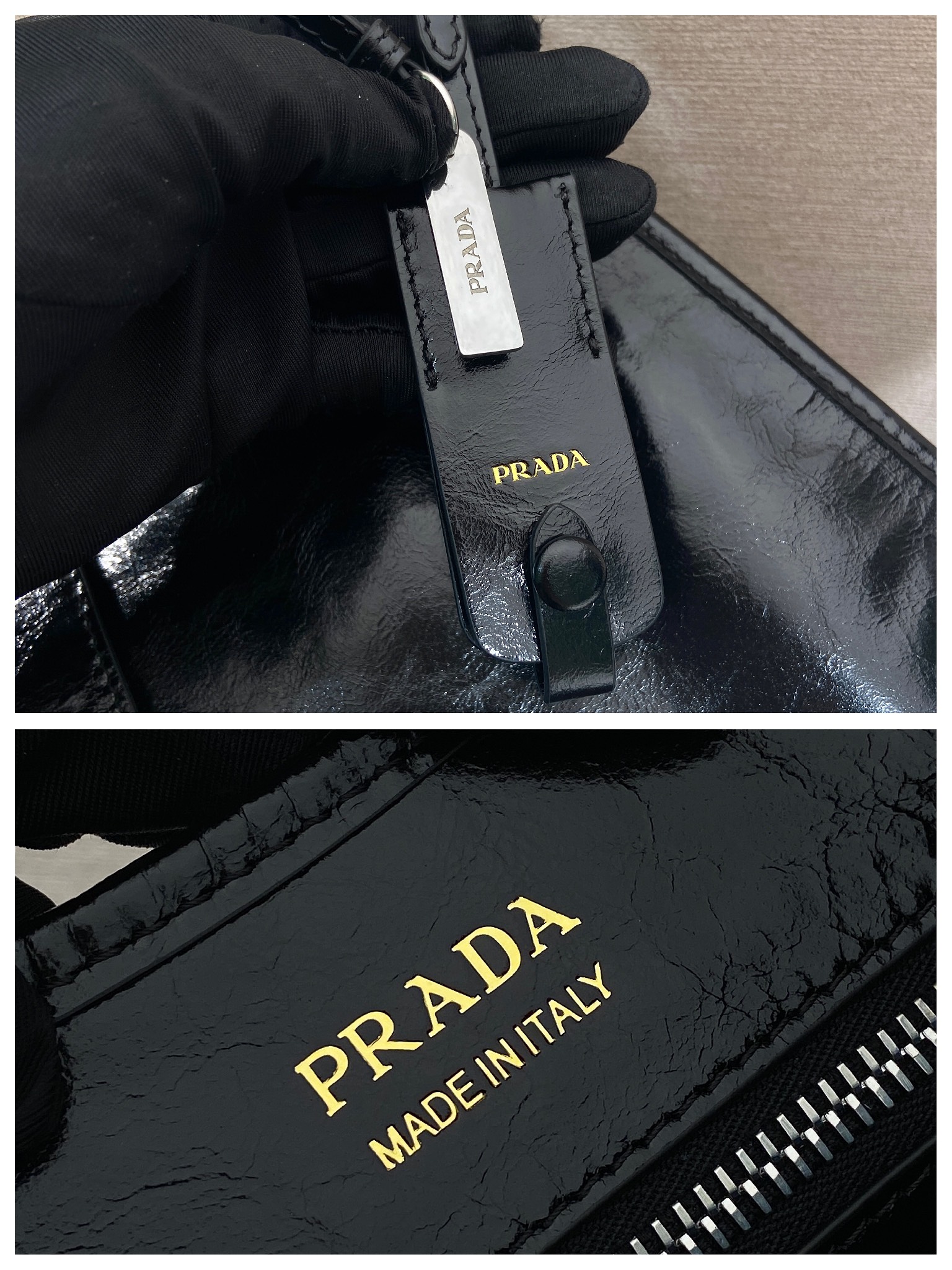 Pra*a leather tote bag-1bg570-39*24.5*14cm