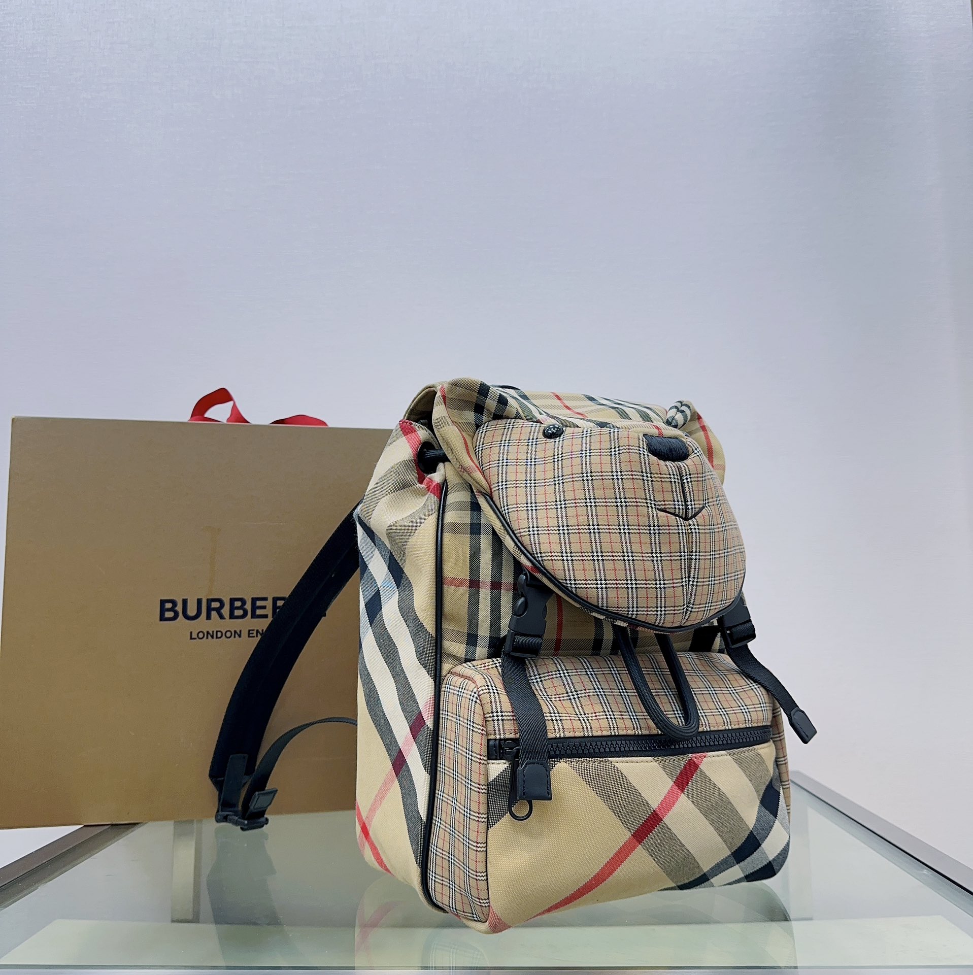 Bv*b*rry unisex thomas bear check cotton backpack-26*35*11cm