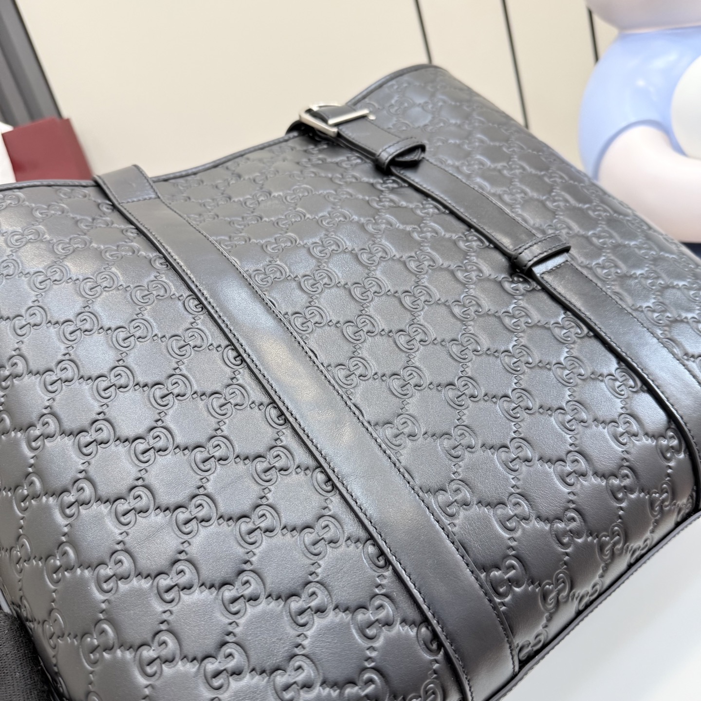 Gv*c* GG Emblem Tote Bag In Black GG leather -38*32*16.5CM