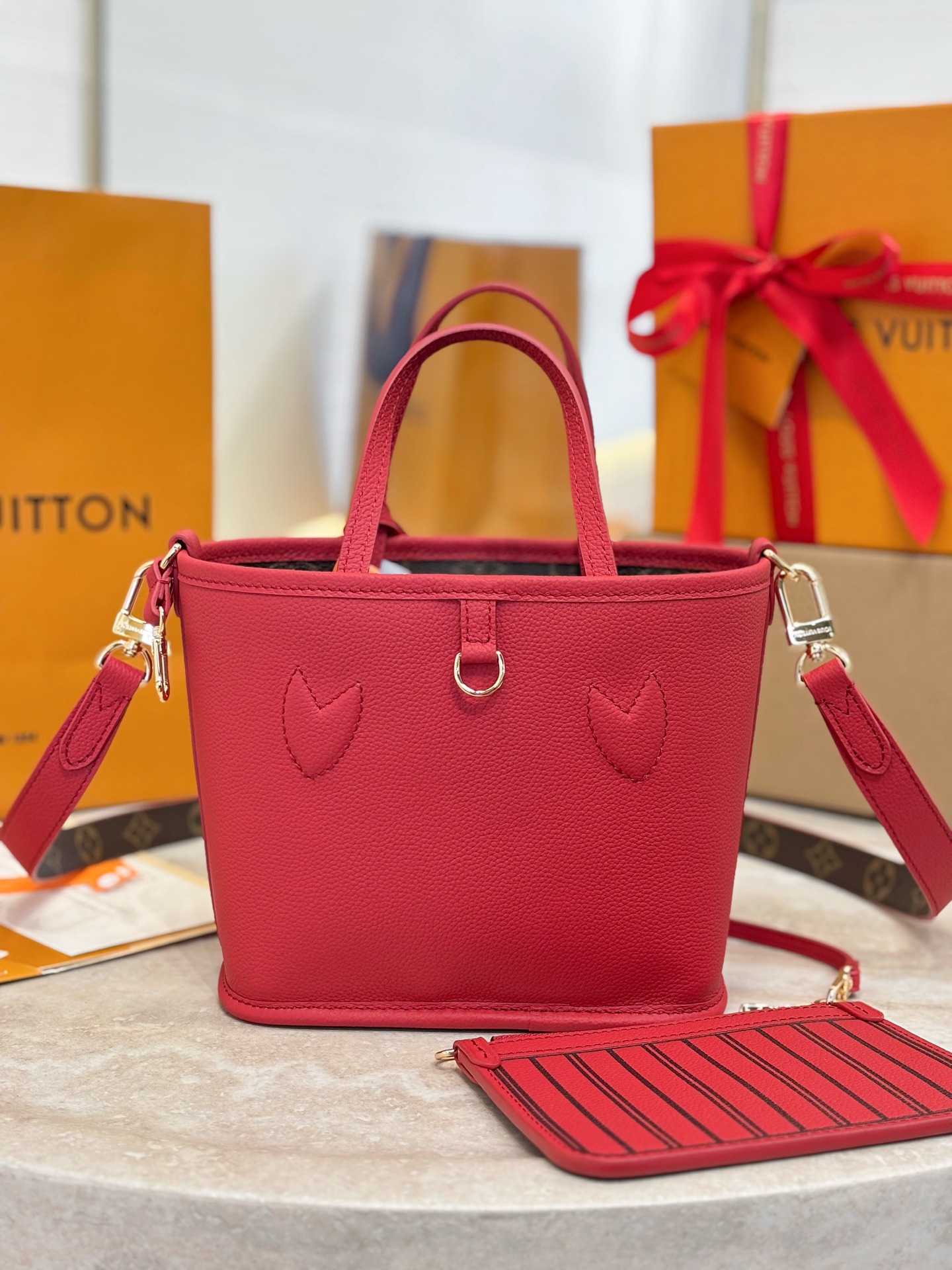 L0vis Vvtt0n Neverfull BB Bandouliere Inside Out Leather Tote-26.5x16.5x11CM