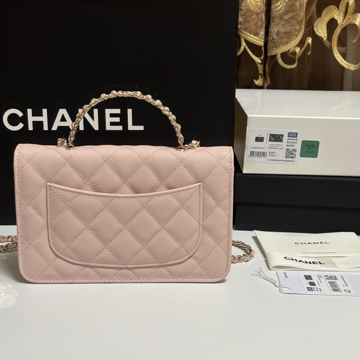 Ch@Nel Caviar Quilted Crystal CC Wallet On Chain-13*19.5*3.5CM