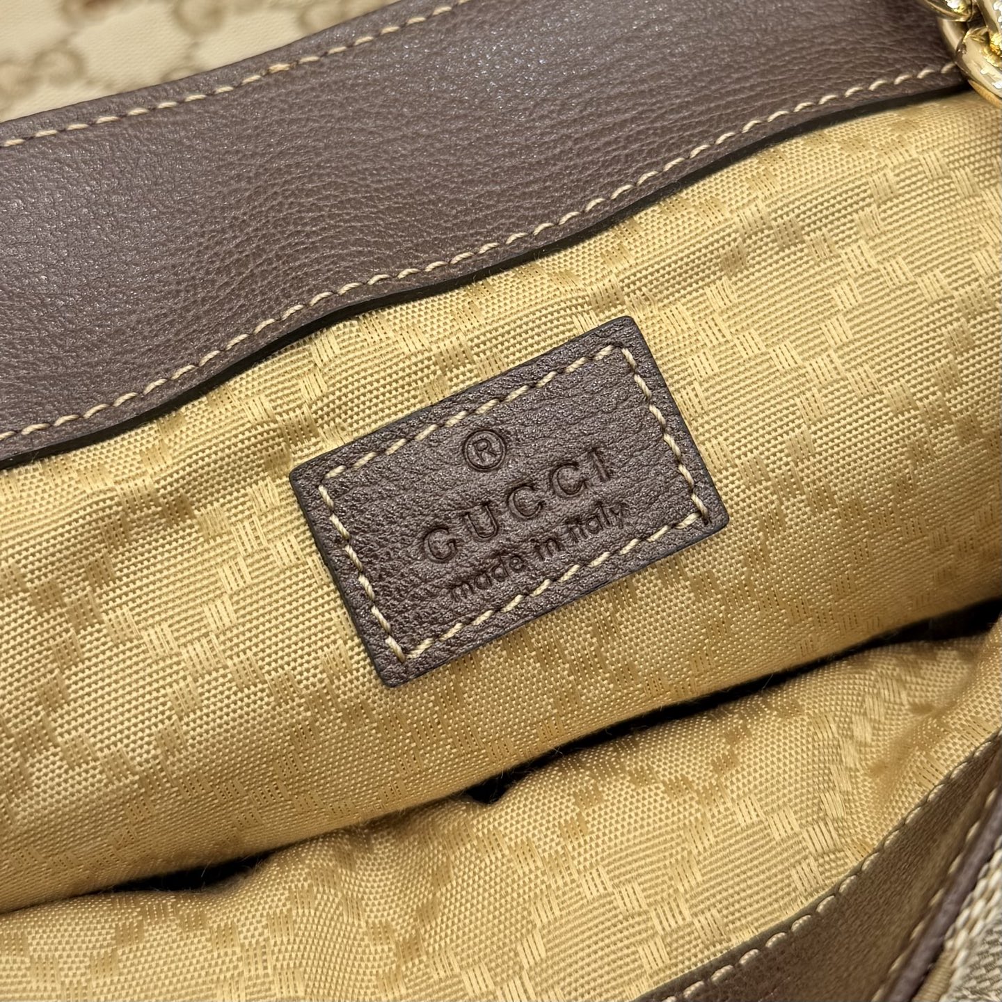 Gv*c* GG Marmont Small Shoulder Bag In Sand And Brown GG-23*17*9CM