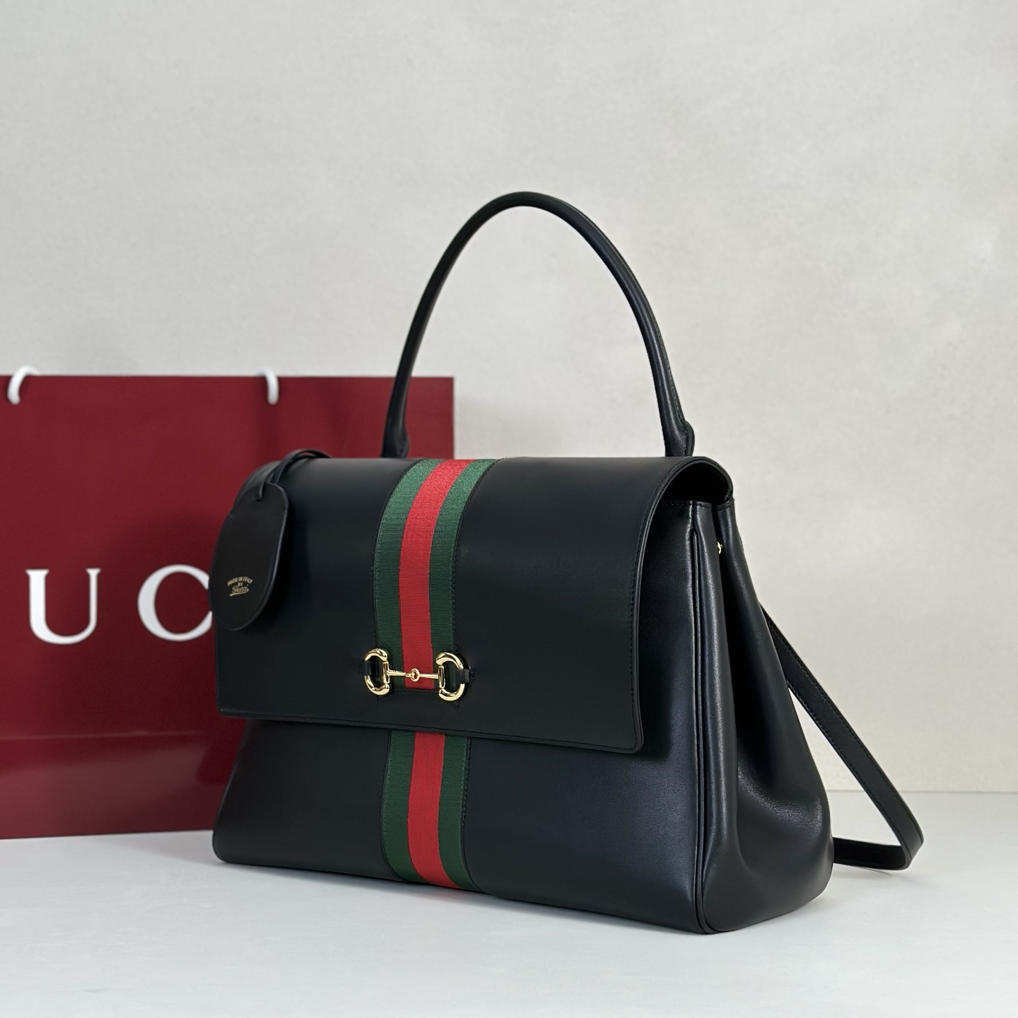 Gv*c* Paparazzo Large Top Handle Bag In Black Leather-37*29*13CM