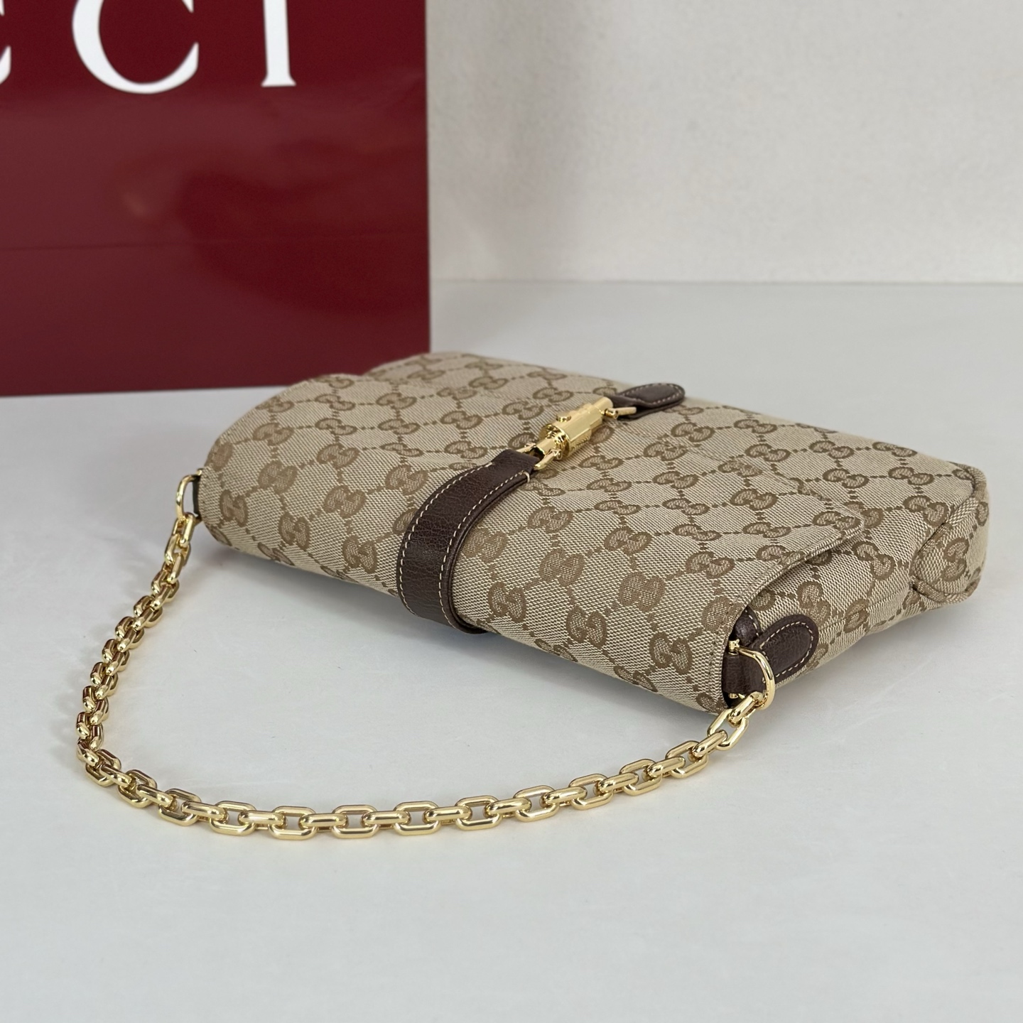 Guc*ci Aperitivo Medium Shoulder Bag In Sand And Brown GG-16*14.5*3.5CM