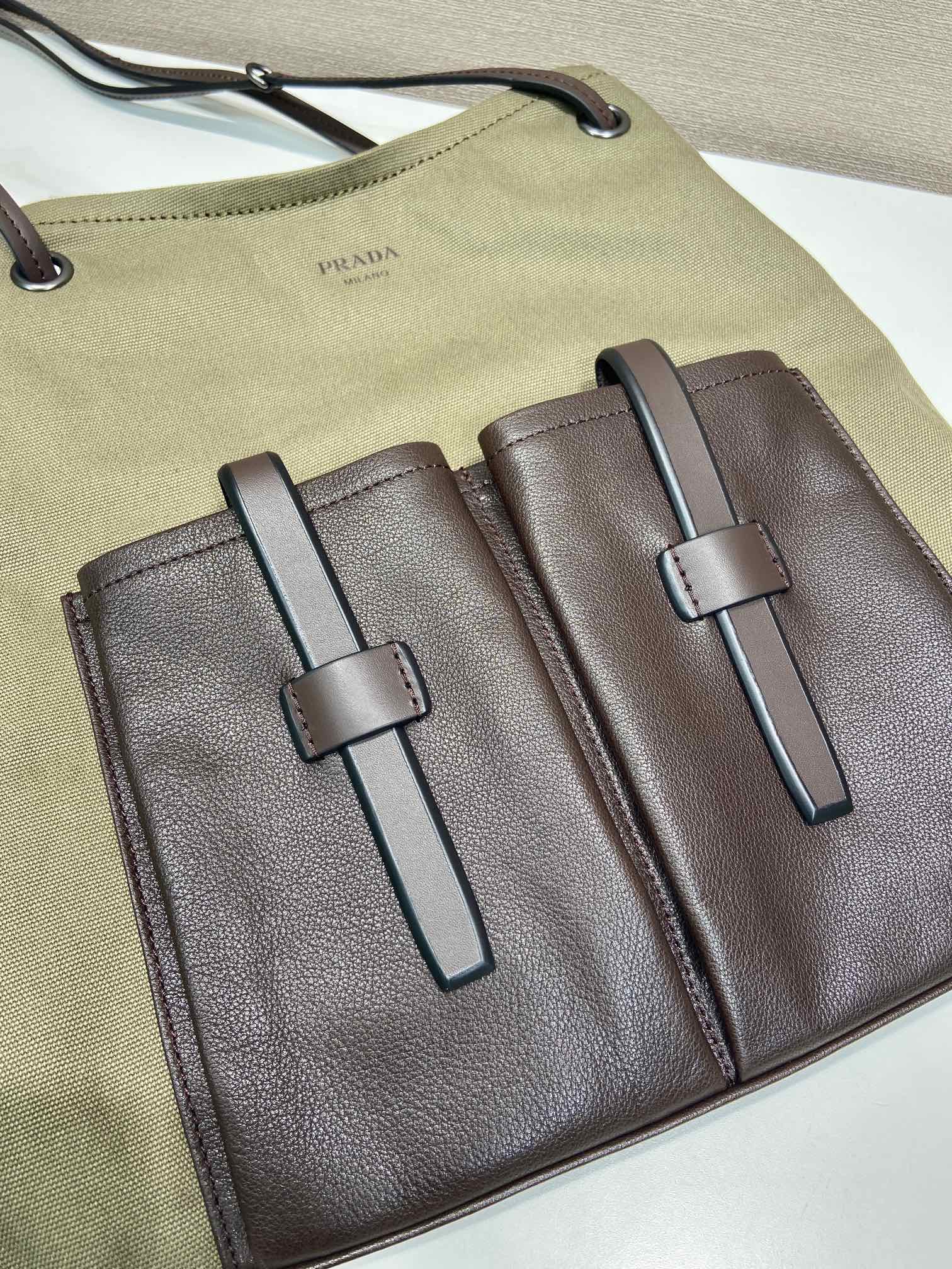 Pra*a Large Route Leather Tote Bag-1BC293-39*33CM