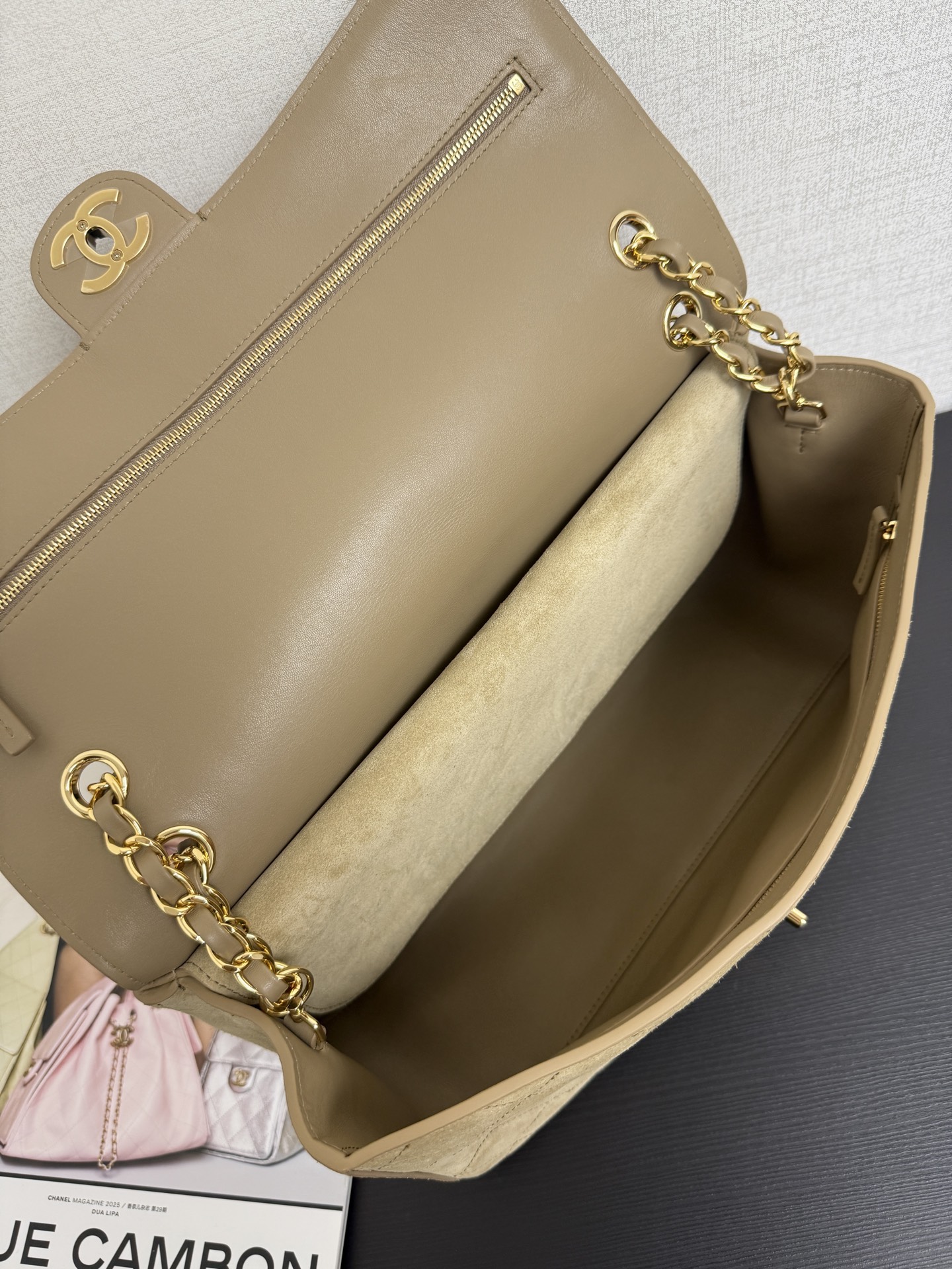 Cha*nel Suede Calfskin Souplissimo Maxi Flap-32CM