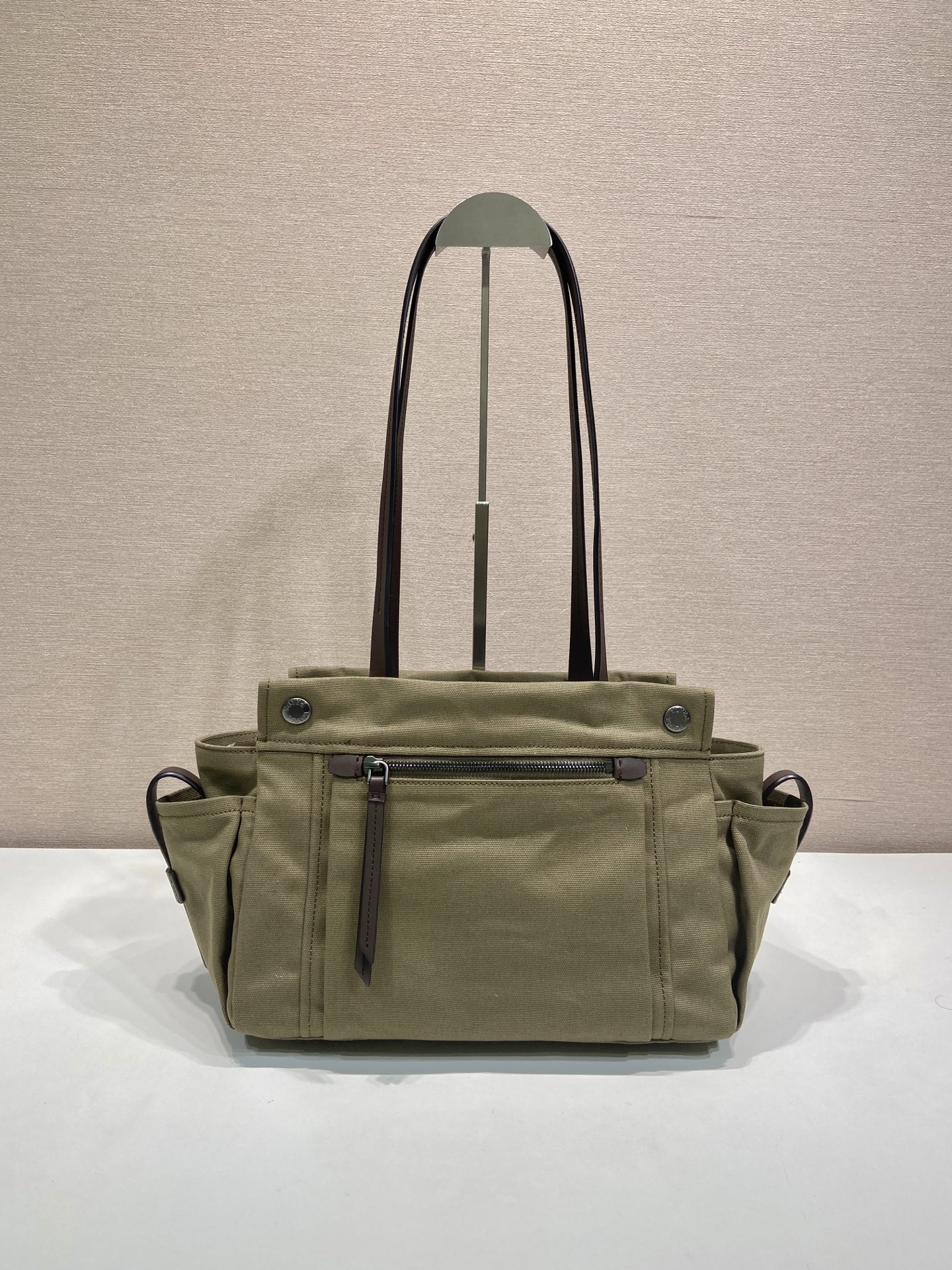 Pra*a Black Pra*a Route Medium Leather Tote Bag-1BG645-30*22*15CM