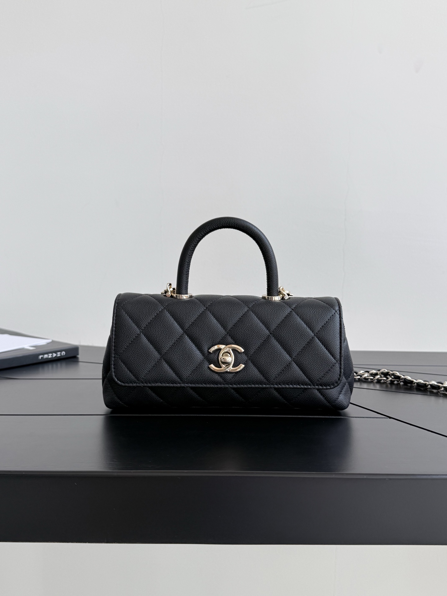 Cha*el Caviar Quilted Coco Handle East West Clutch-21×10×5CM