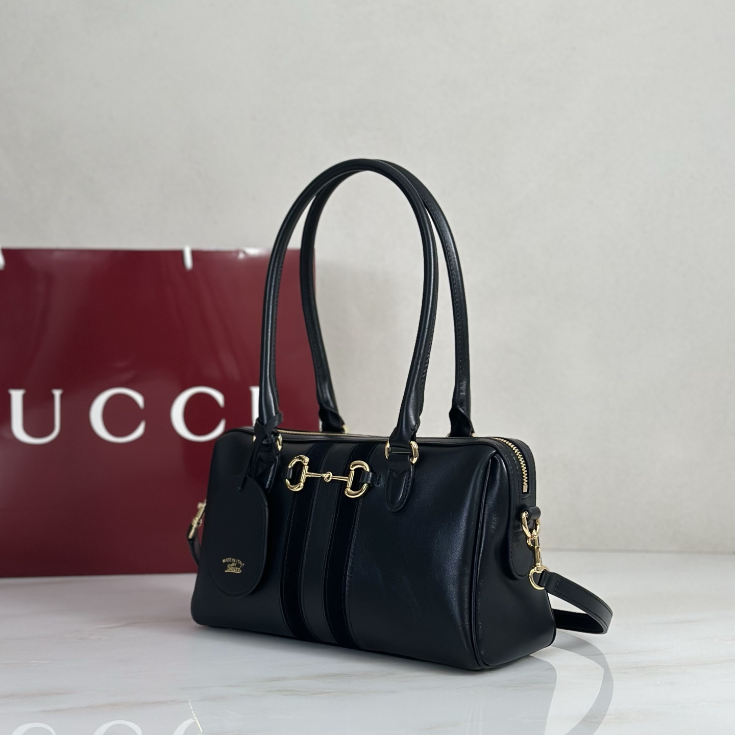Gvc*1 Borsetto Medium Soston Bag In Black Leather-28*15*10CM