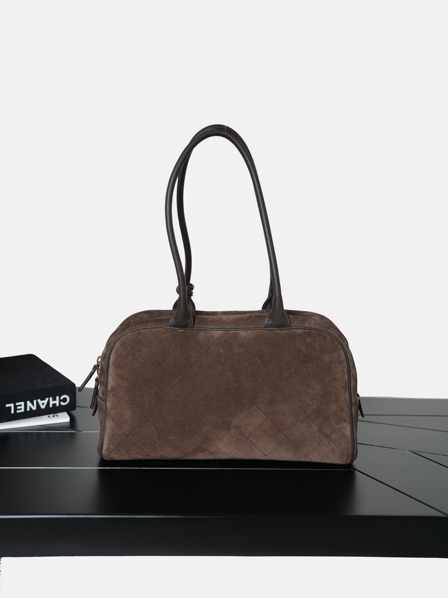 Ch@nel Suede Calfskin Large Perfect Bowling Bag-17×29×10CM